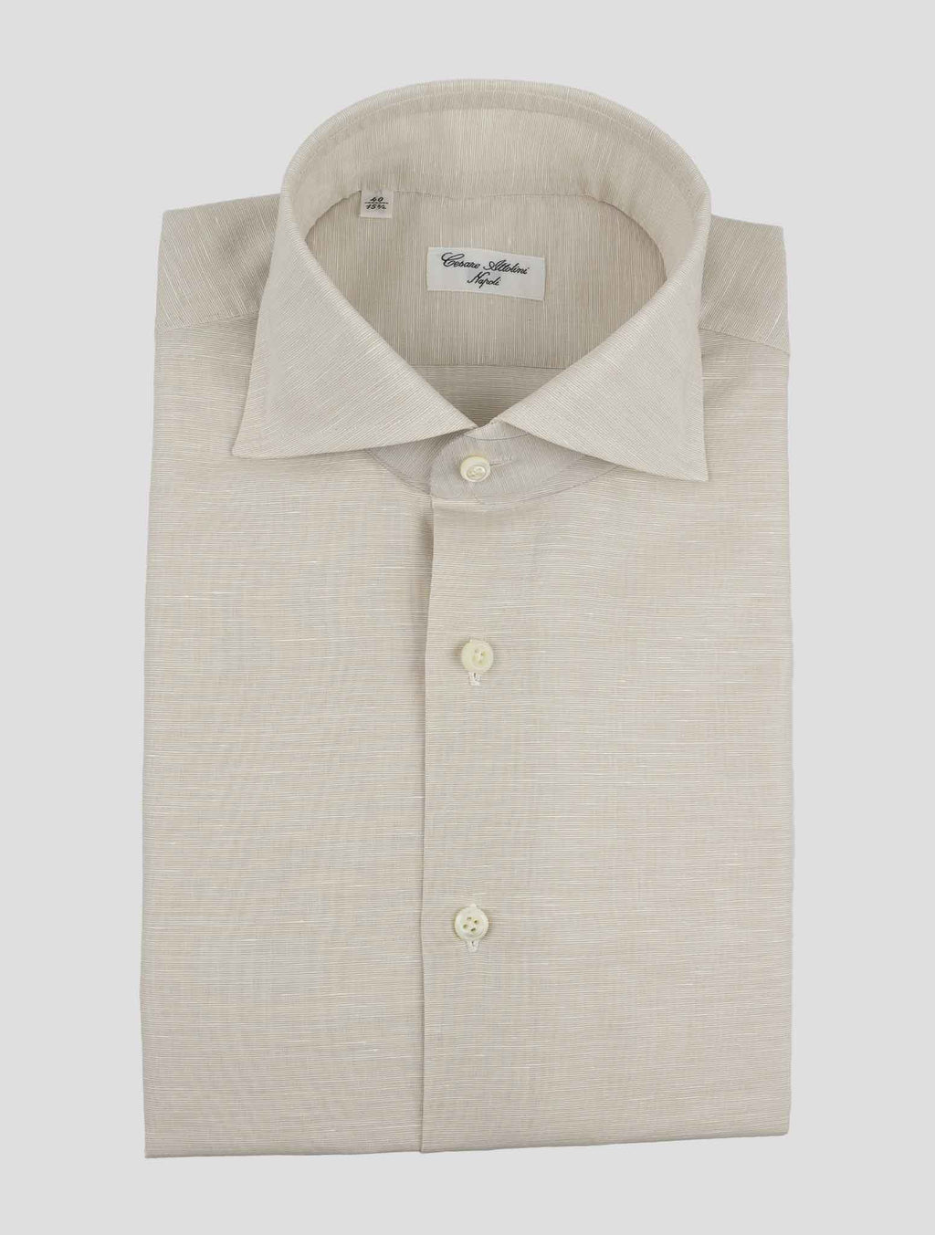 Cesare Attolini Beige Cotton Linen Shirt 1