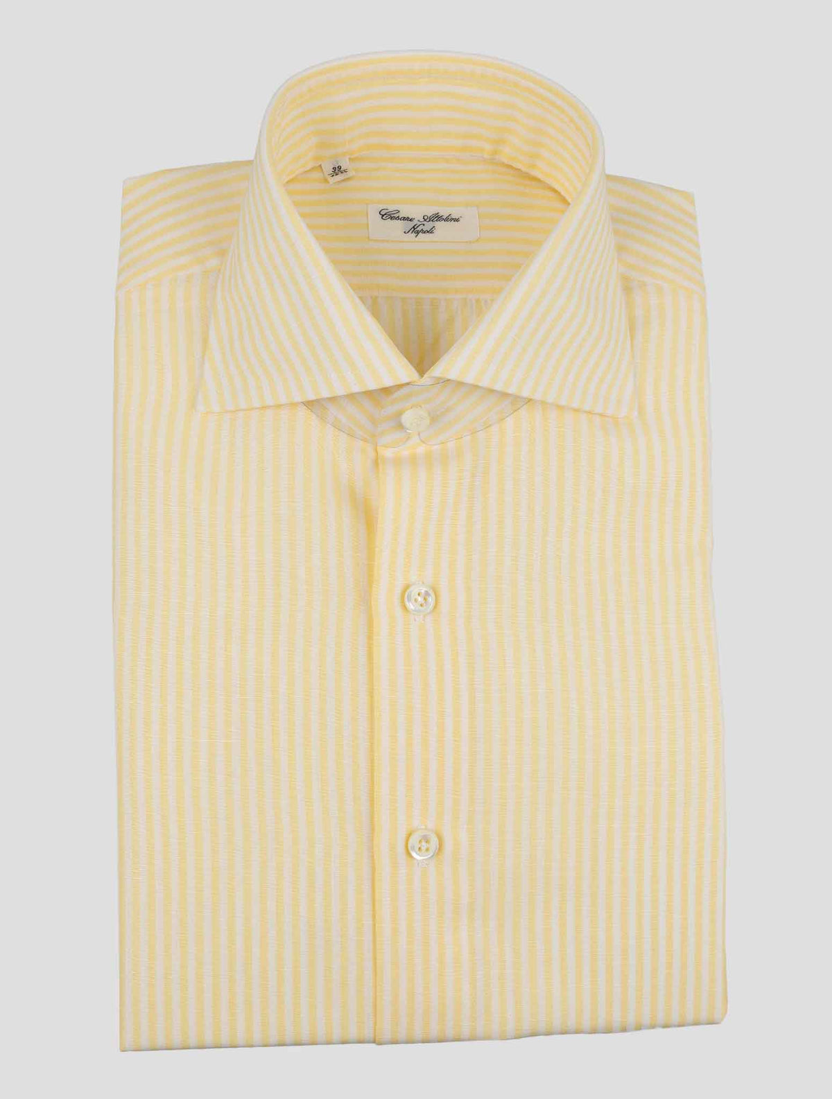 Cesare Attolini Yellow White Wool Linen Shirt 1