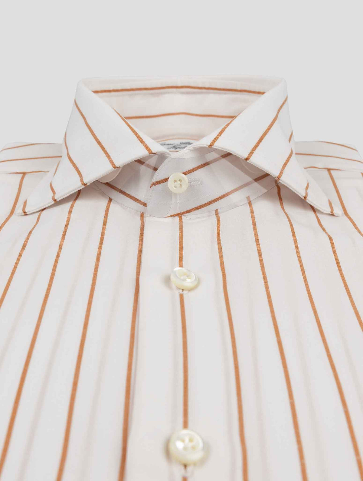 Cesare Attolini White Brown Cotton Linen Shirt 2