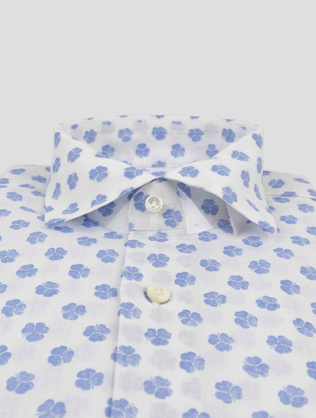 Cesare Attolini Blue White Cotton Linen Shirt 2