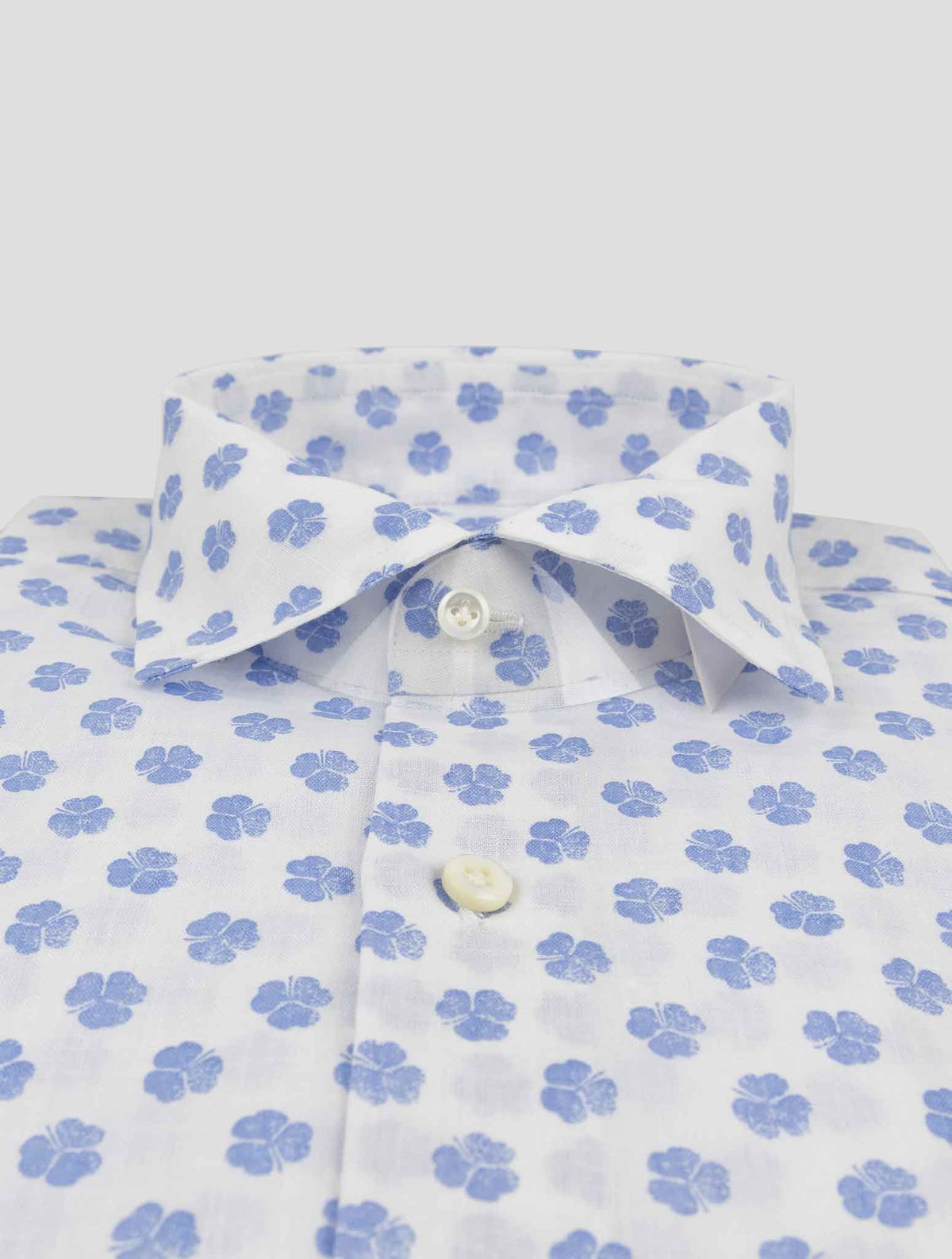 Cesare Attolini Blue White Cotton Linen Shirt 2