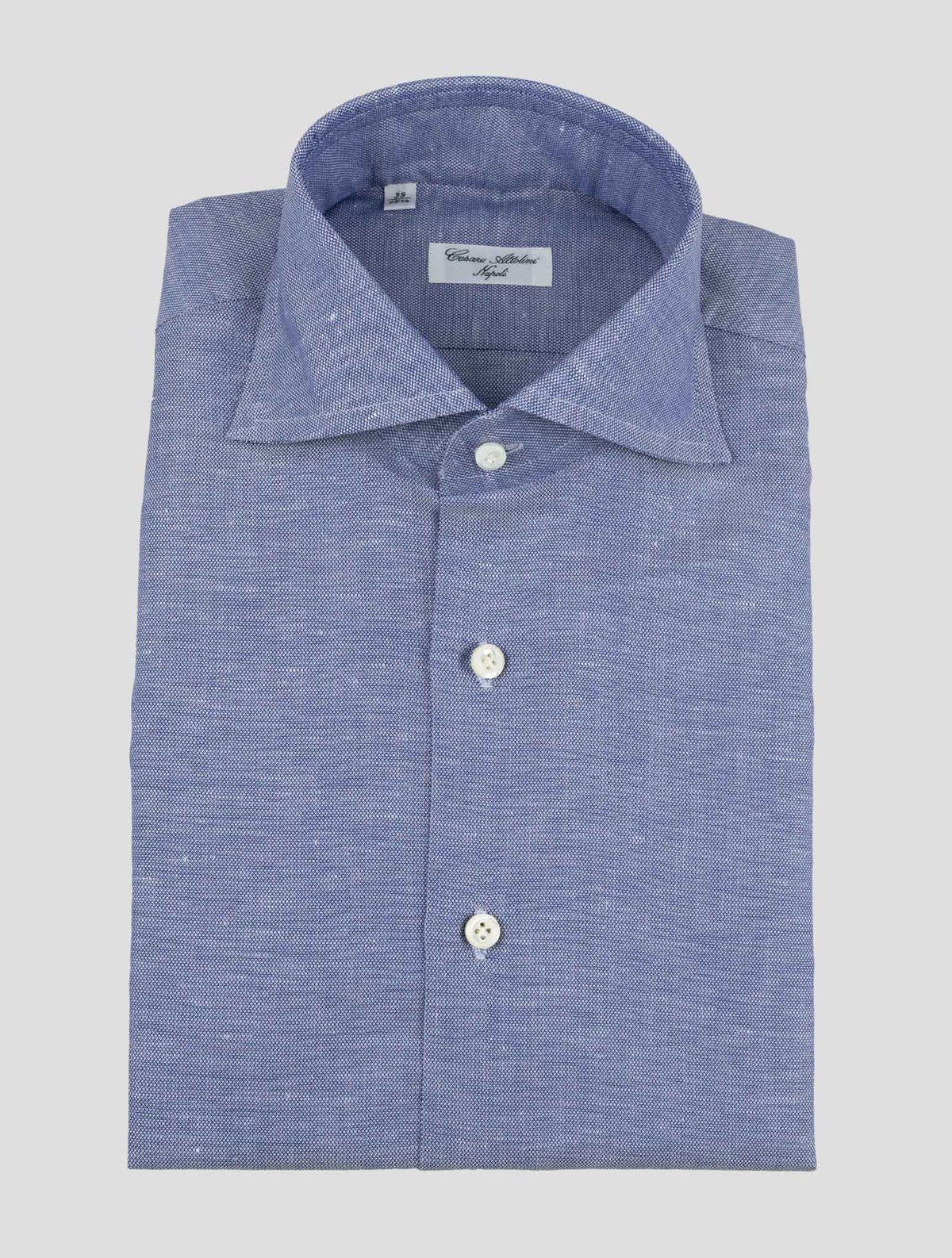 Cesare Attolini Blue Cotton Linen Shirt 1