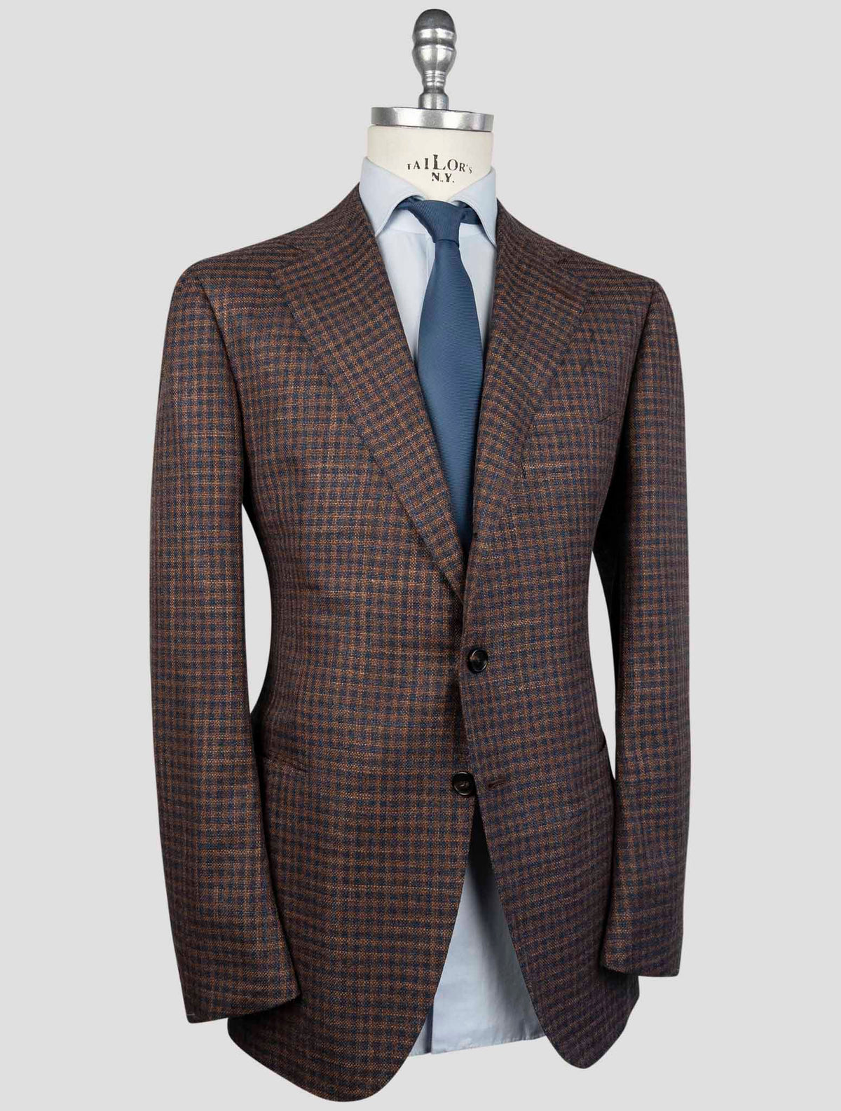 Cesare Attolini Brown Blue Wool Silk Blazer 2