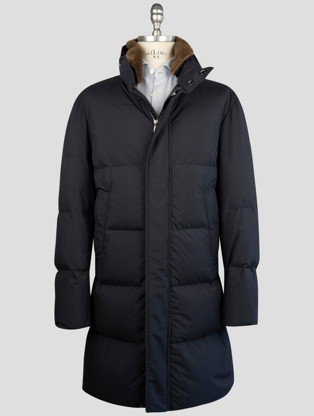 Cesare Attolini  Blue Pl Fur Collar Coat 1