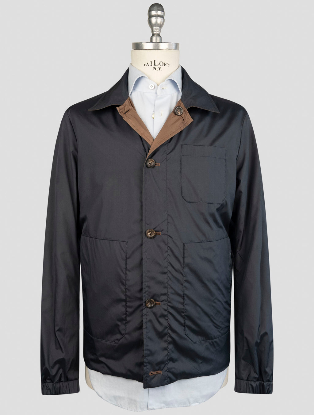Cesare Attolini Brown Blue Silk Reverse Coat 5