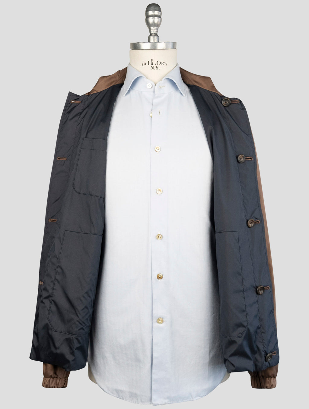 Cesare Attolini Brown Blue Silk Reverse Coat 6