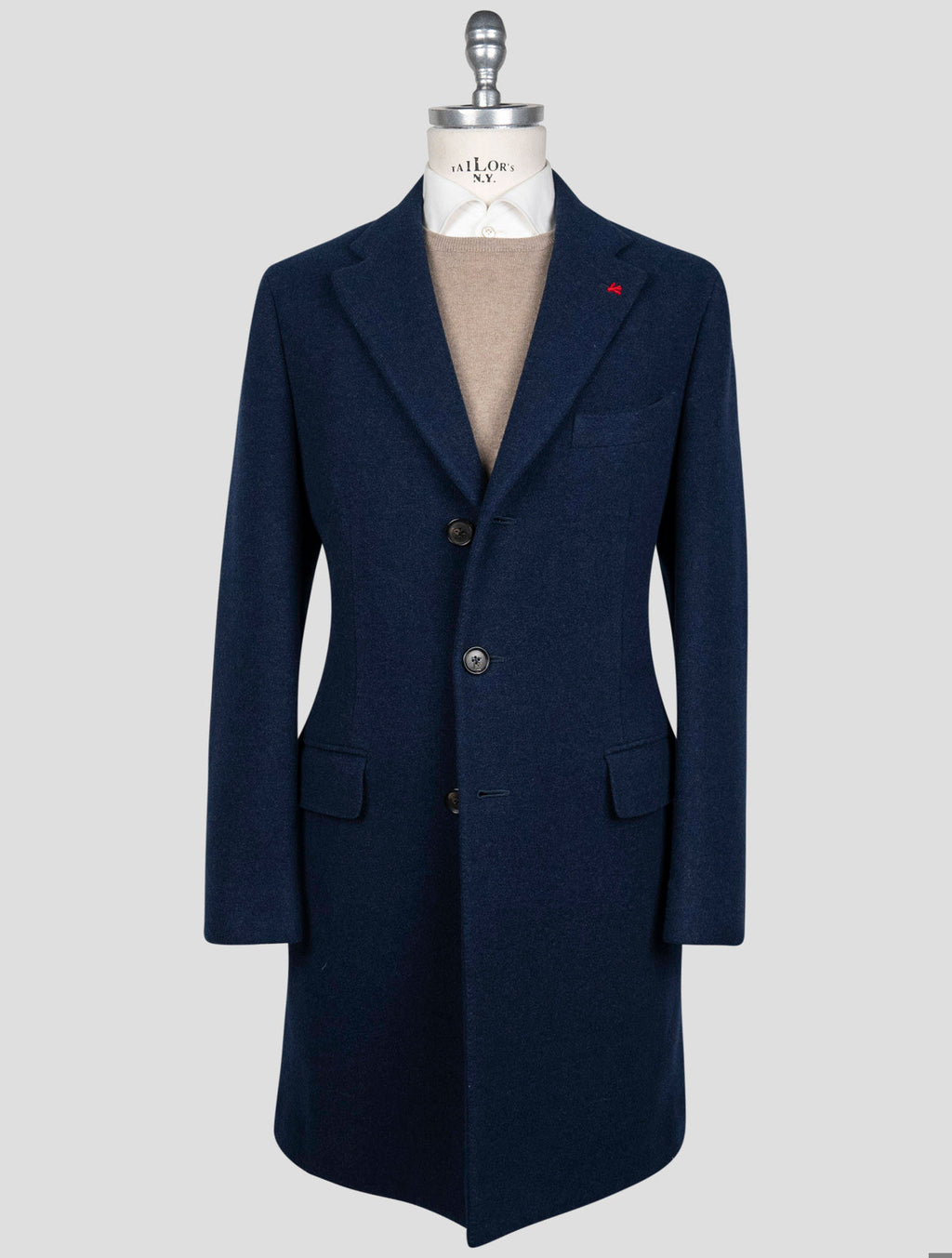 Isaia Blue Wool Cashmere Overcoat 1