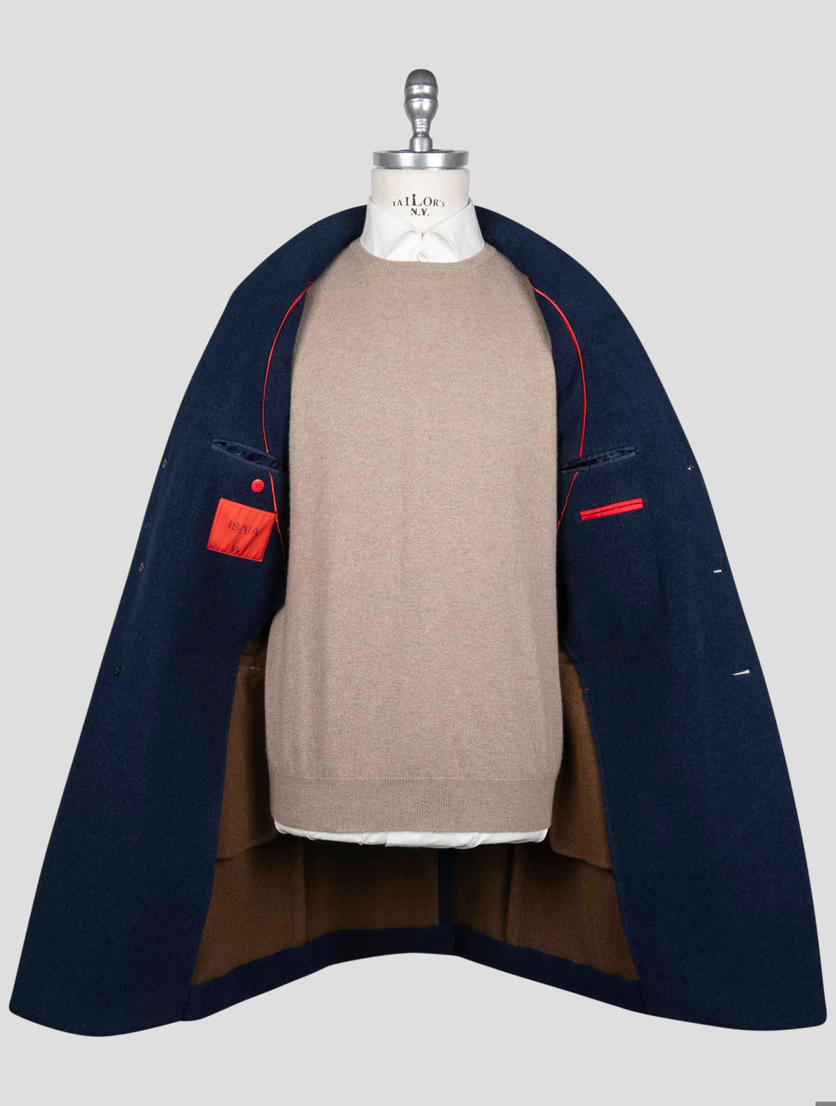 Isaia Blue Wool Cashmere Overcoat 4