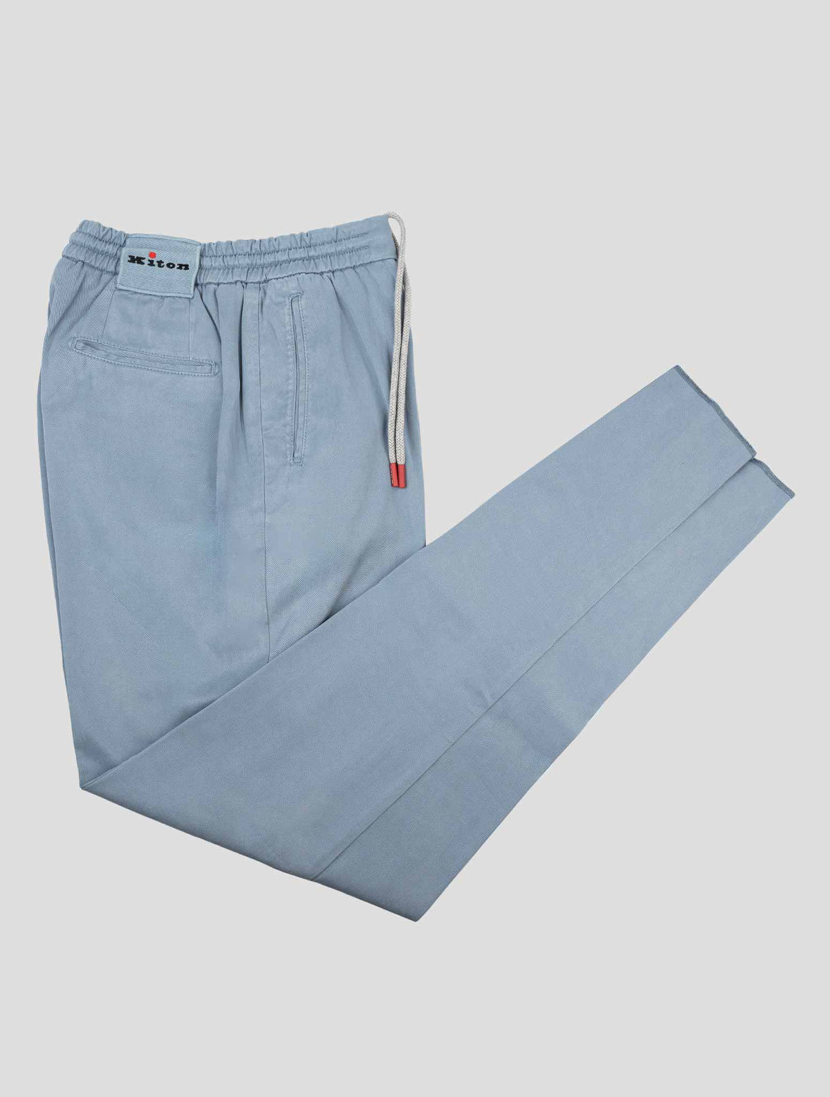 Kiton Light Blue Gray Lyocell Cotton Ea Pants 1