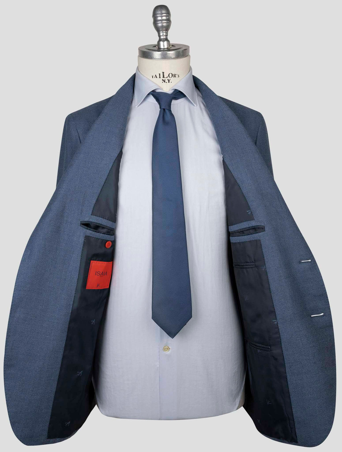 Isaia Blue Silk Wool Blazer 4