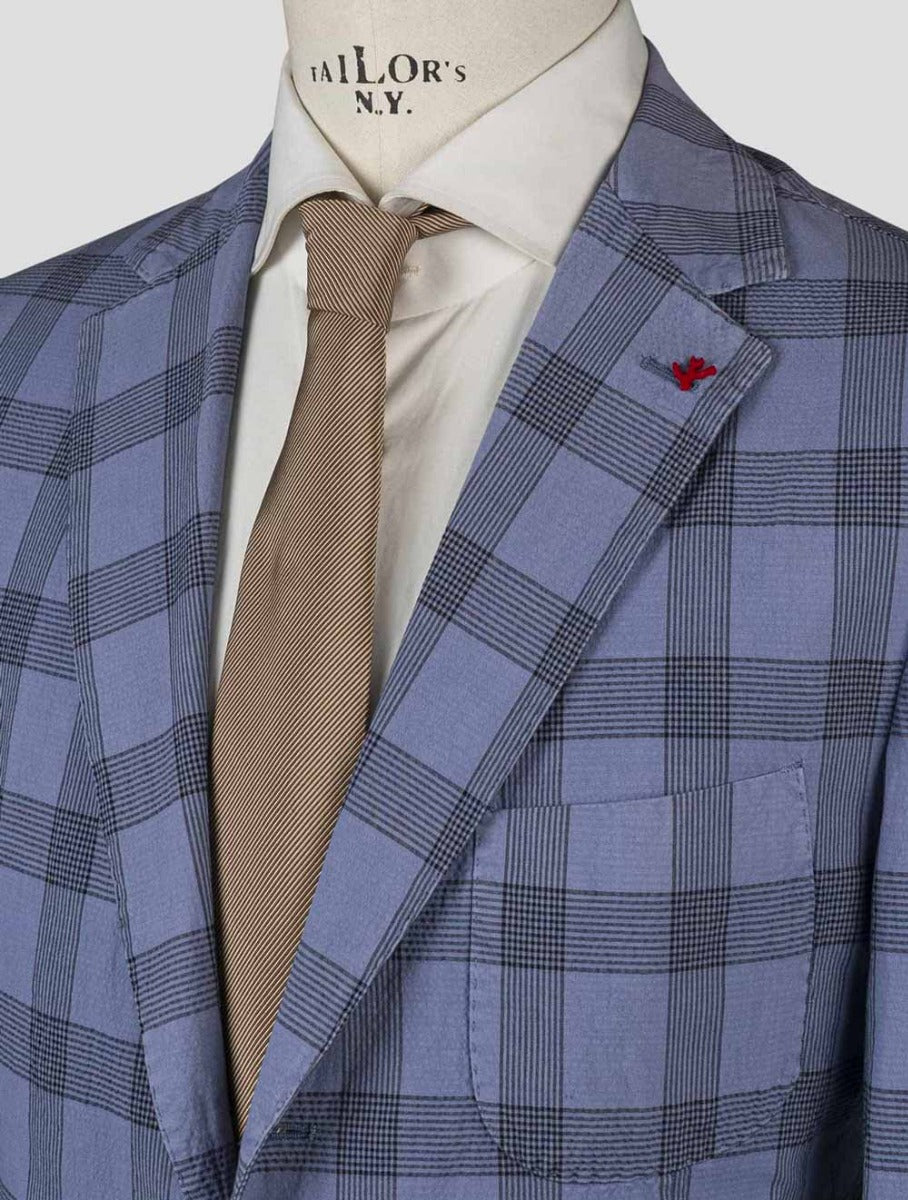 Isaia Blue Cotton Ea Blazer 5