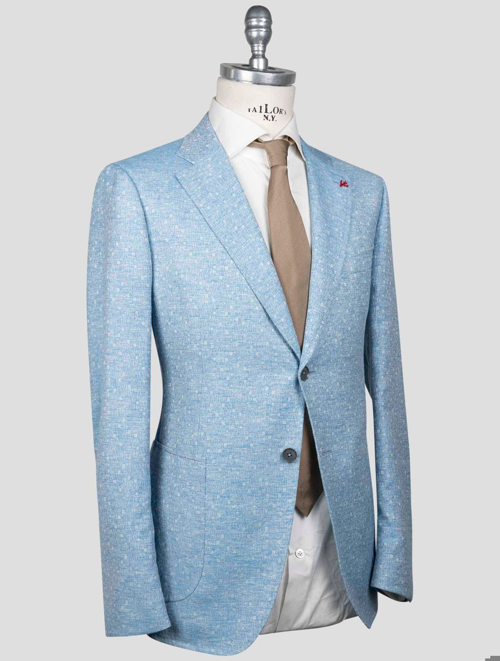 Isaia Light Blue Wool Linen Blazer 2