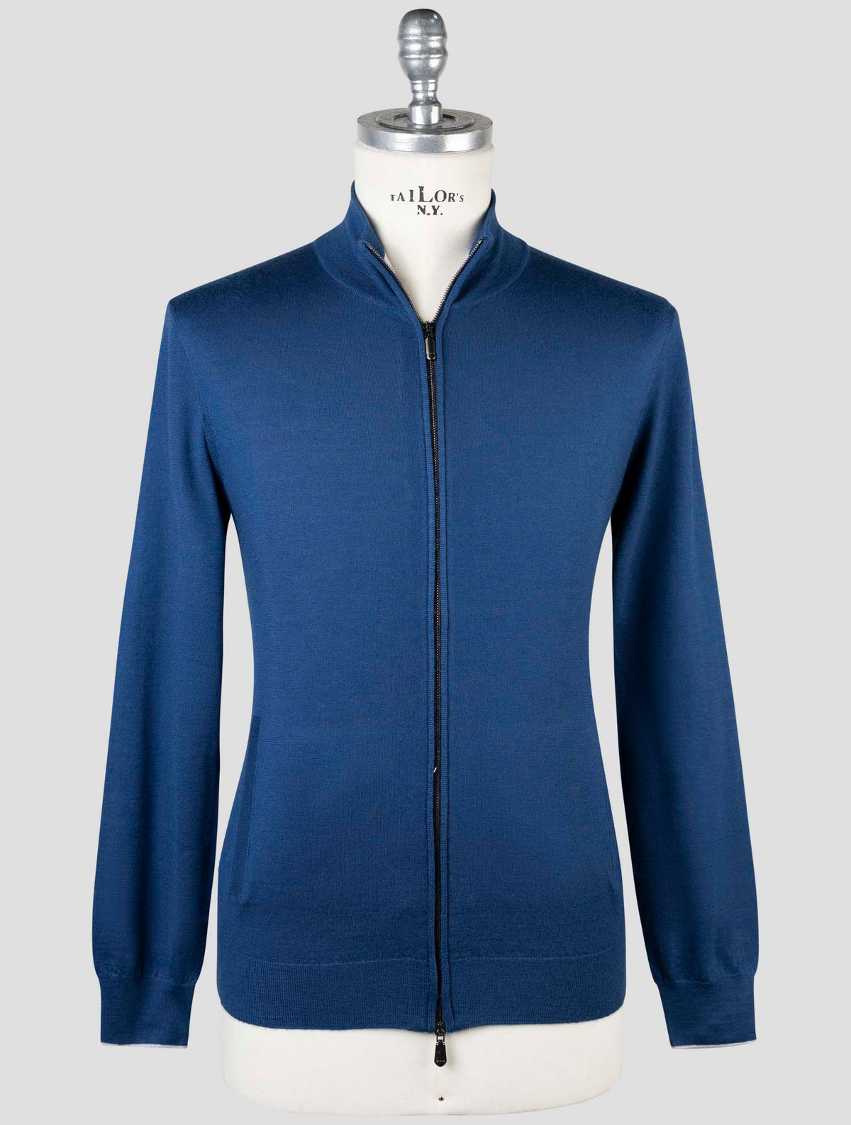 Cesare Attolini Blue Cashmere Silk Sweater Full Zip 1