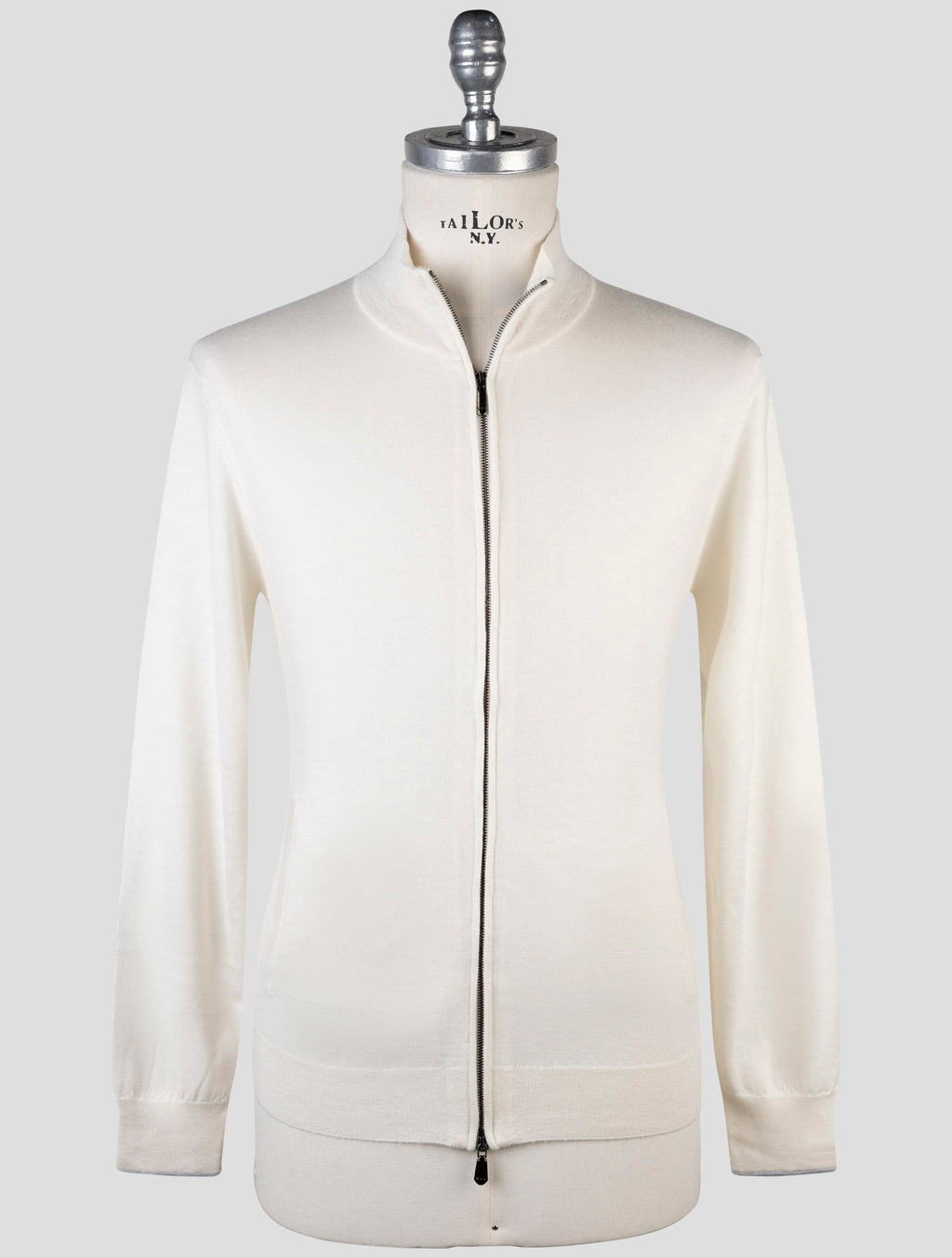 Cesare Attolini White Cashmere Silk Sweater Full Zip 1