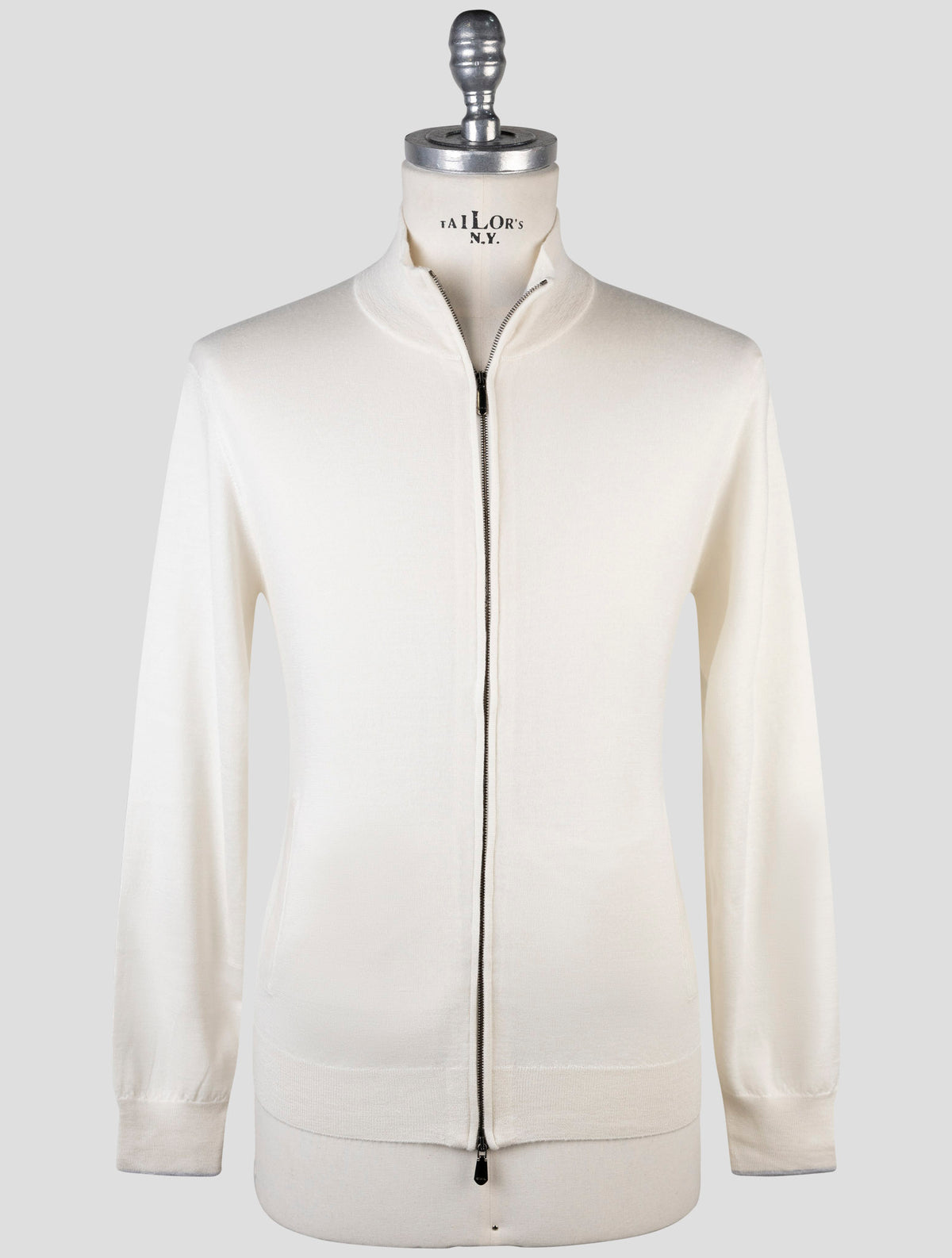 Cesare Attolini White Cashmere Silk Sweater Full Zip 1
