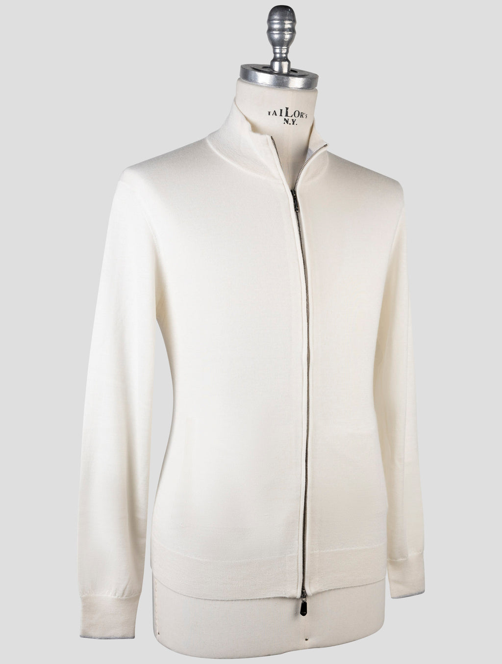 Cesare Attolini White Cashmere Silk Sweater Full Zip 2
