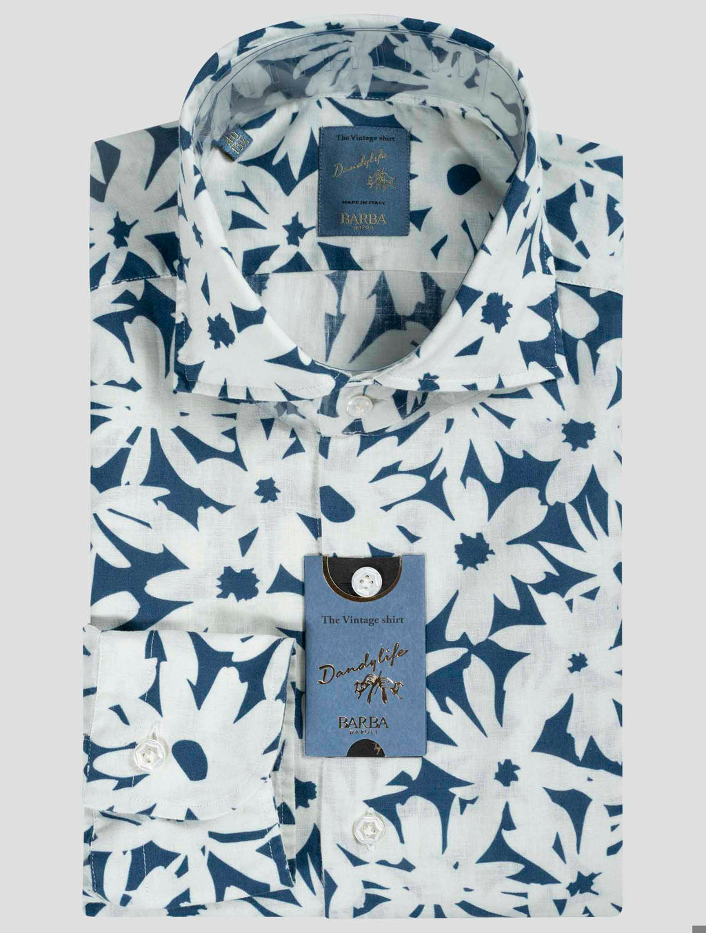 Barba Napoli Blue White Linen Cotton Shirt 4