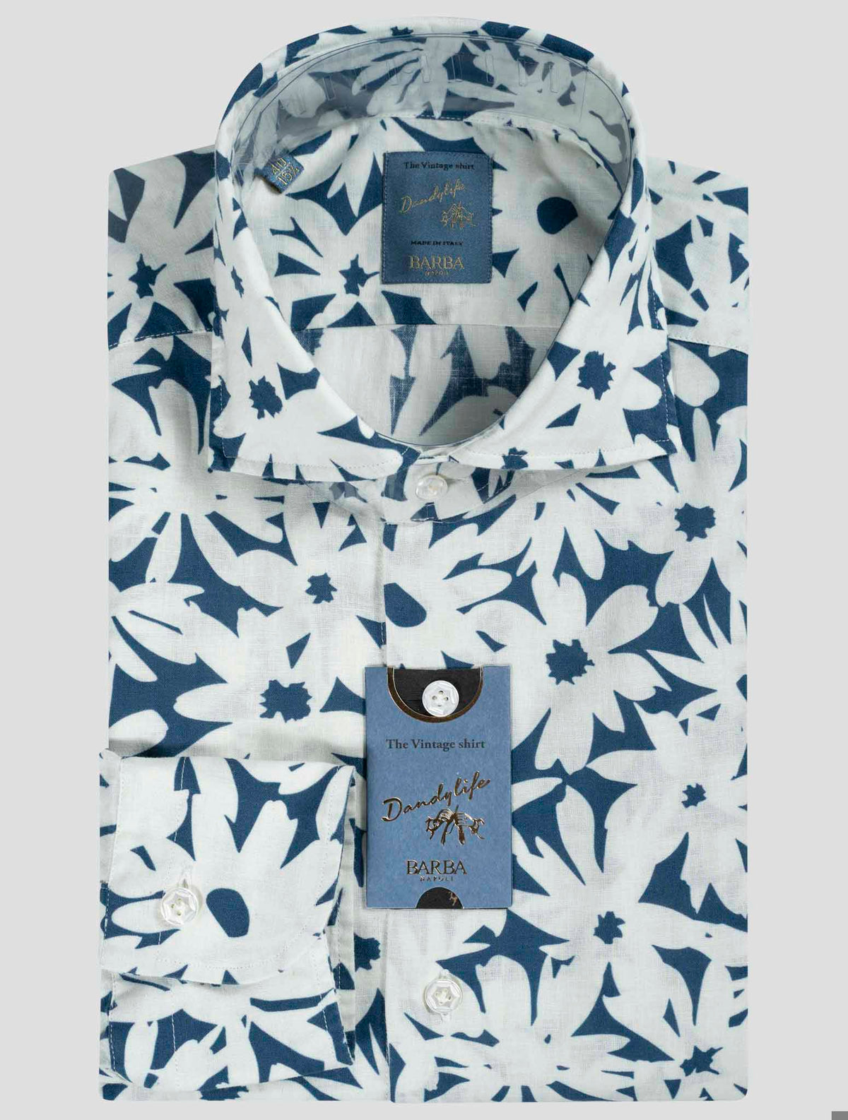 Barba Napoli Blue White Linen Cotton Shirt 4