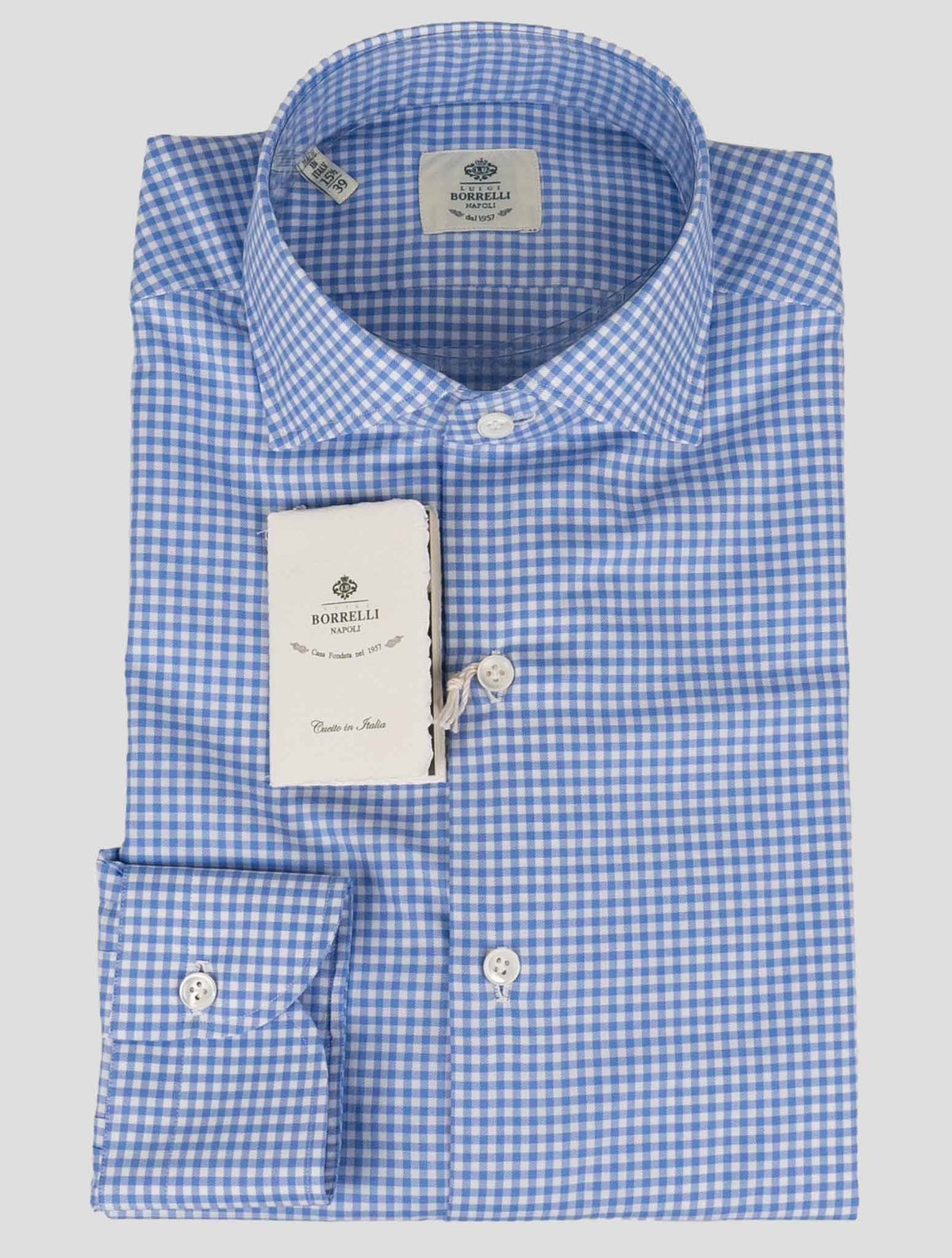 Luigi Borrelli Blue White Cotton Shirt 1