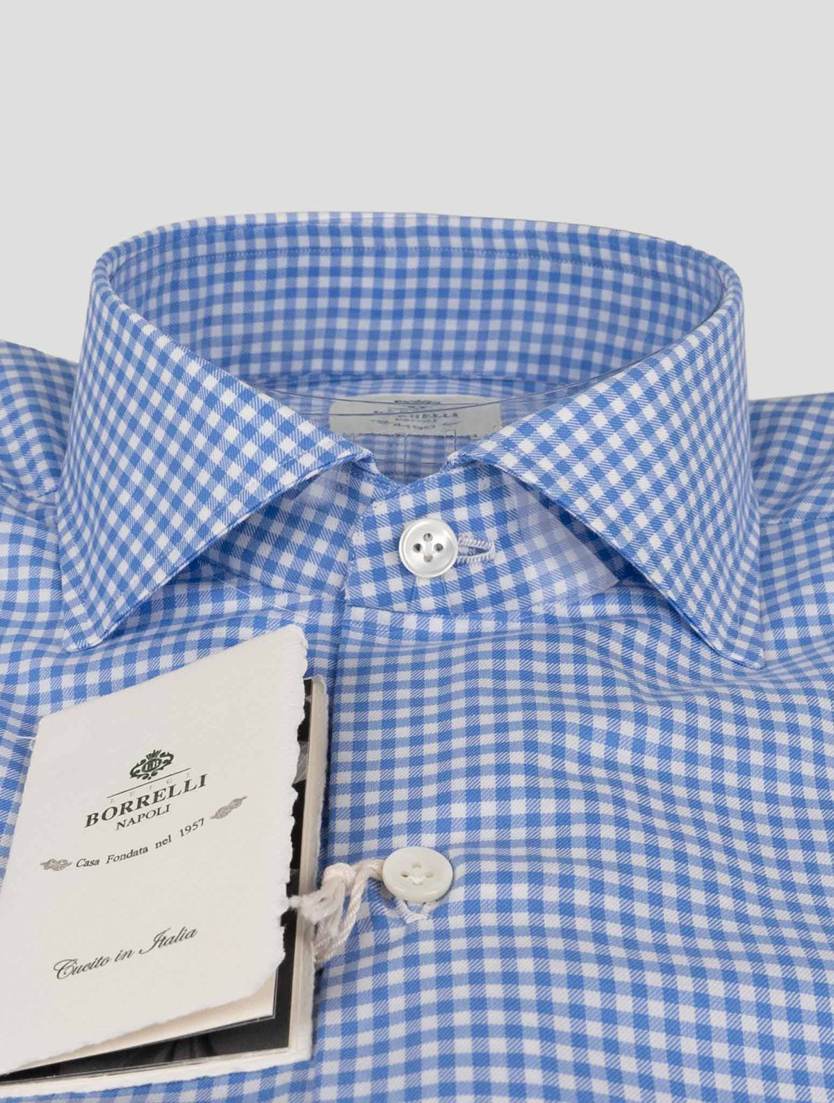 Luigi Borrelli Blue White Cotton Shirt 2