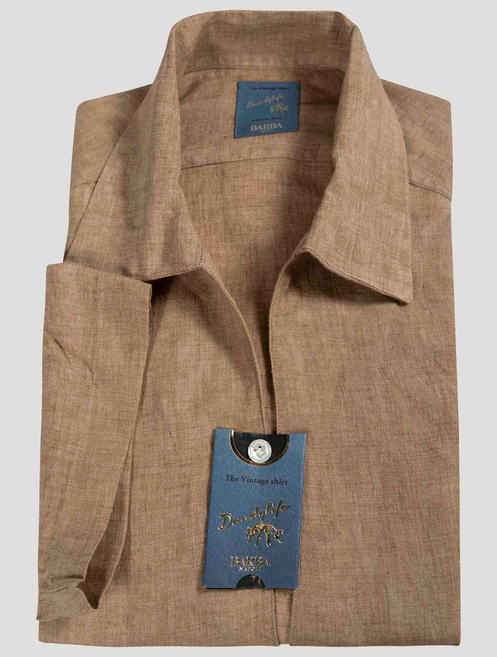 Barba Napoli Beige Linen Short Sleeve Polo Shirt 3