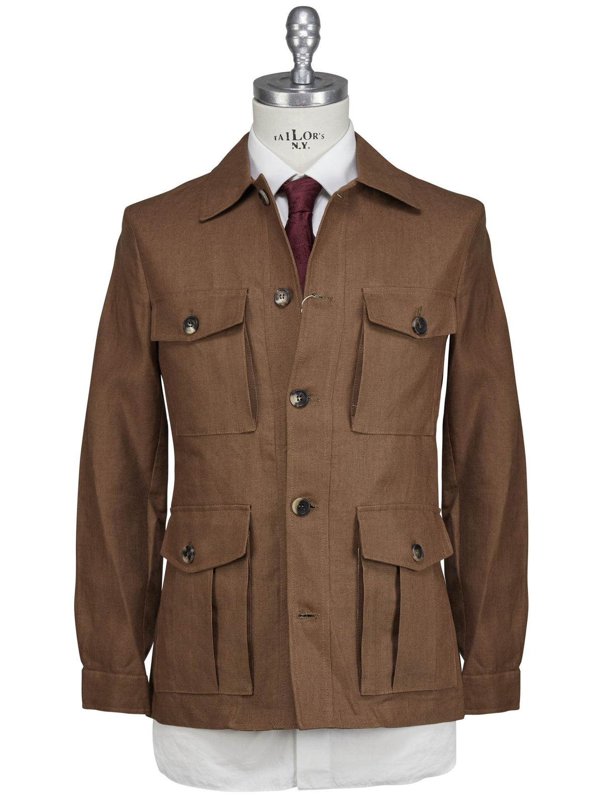 Luigi Borrelli Brown Linen Coat 5