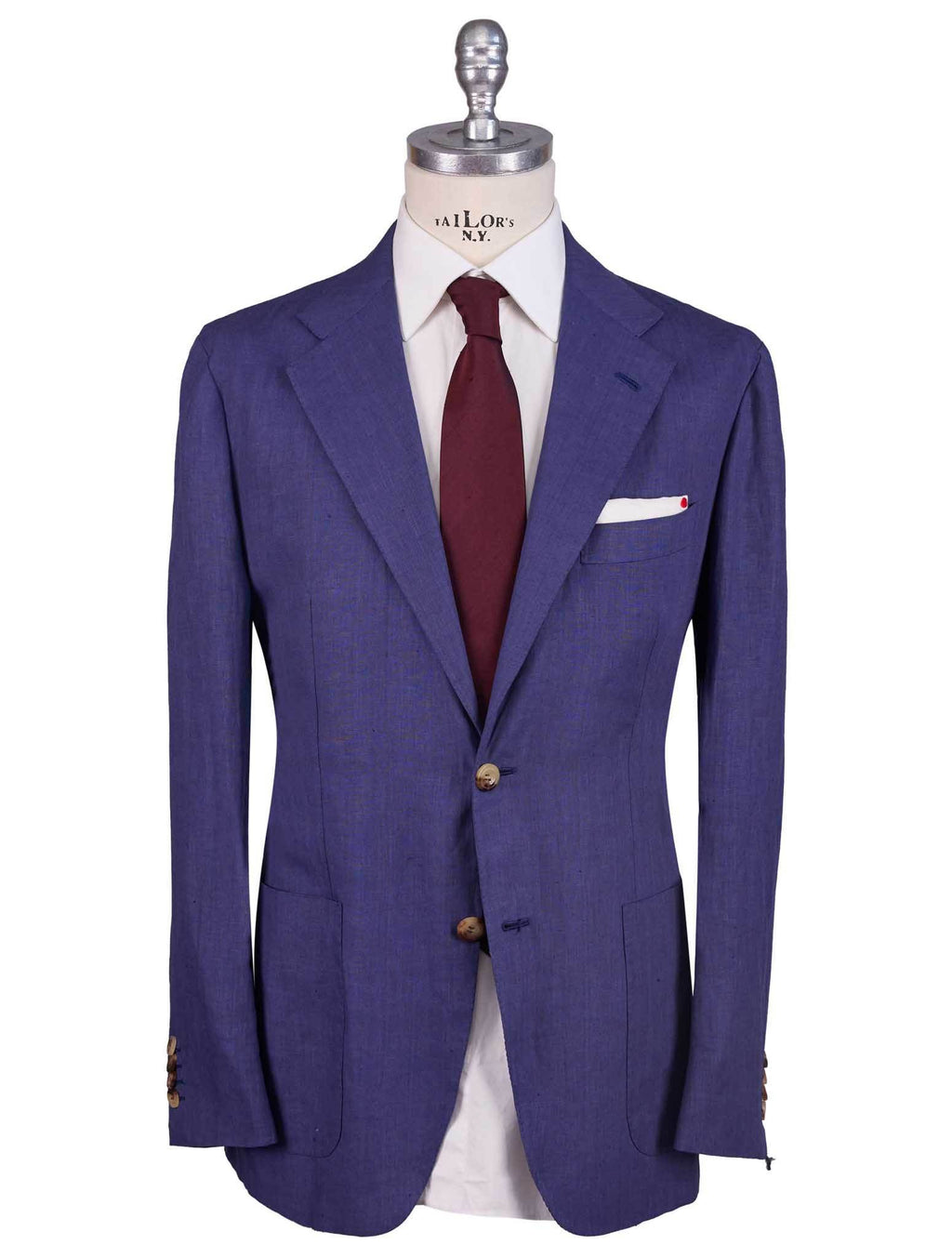 Kiton Blue Linen Short Pants Suit 1
