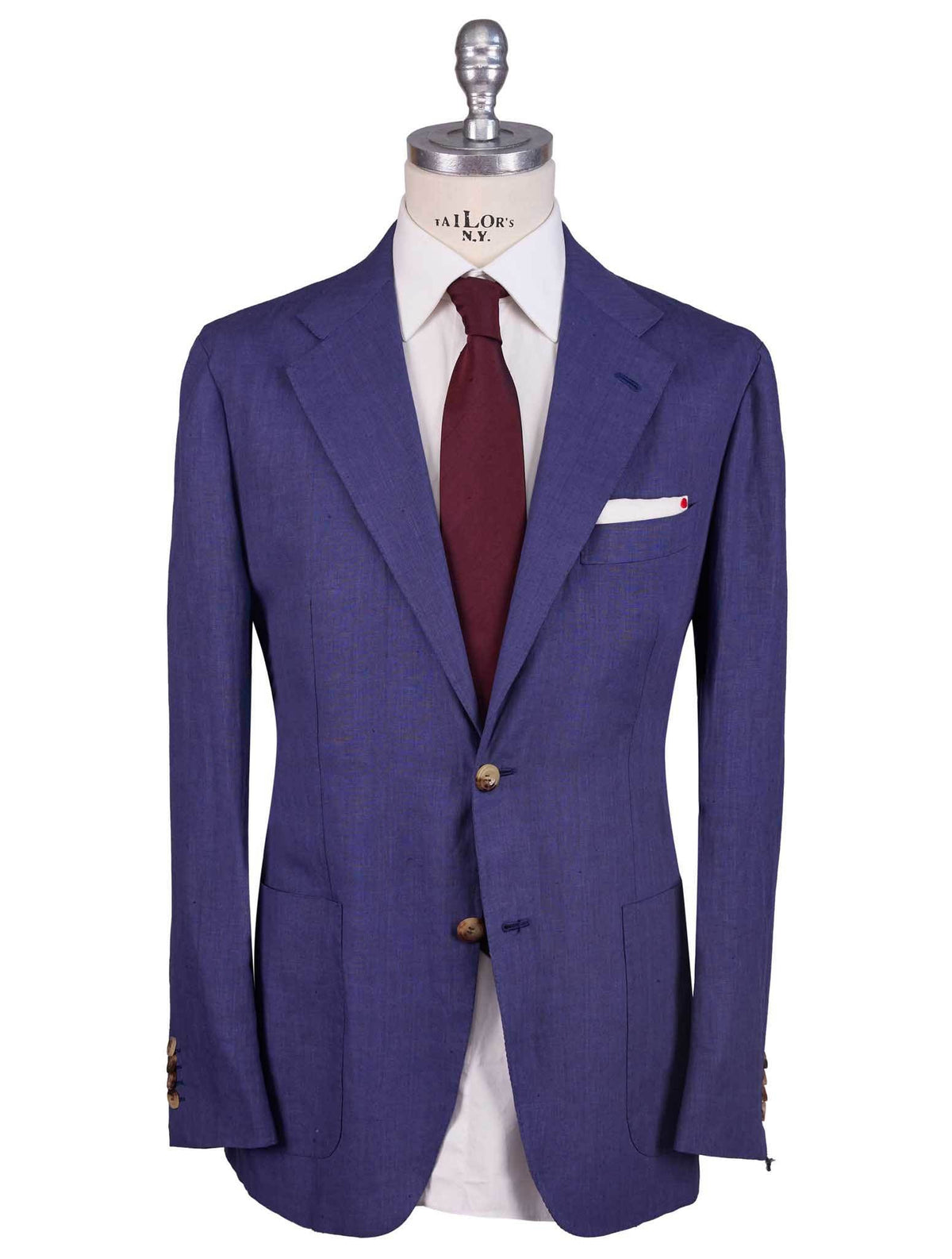 Kiton Blue Linen Short Pants Suit 1