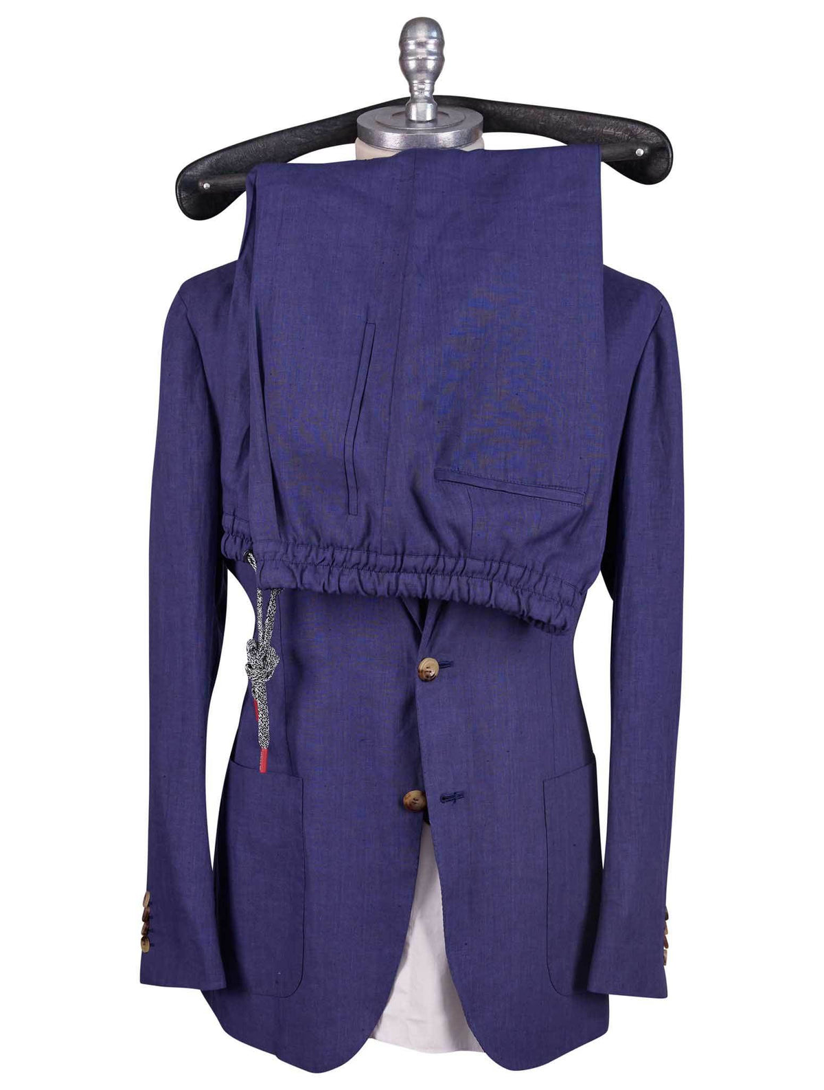 Kiton Blue Linen Short Pants Suit 6