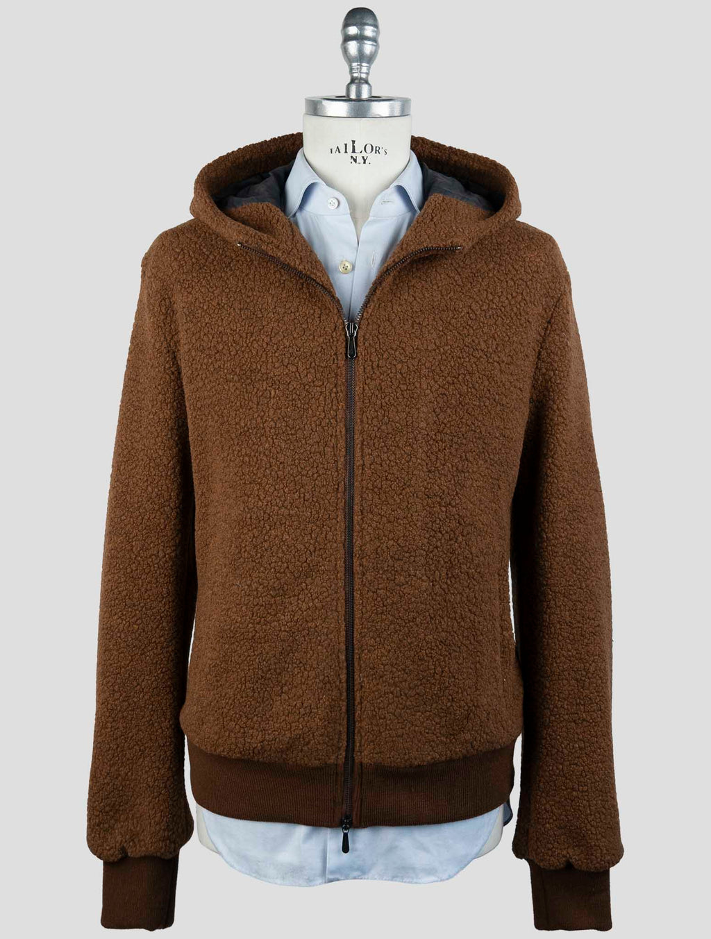 Drumohr Brown Wool Pa Pl Pu Coat 1