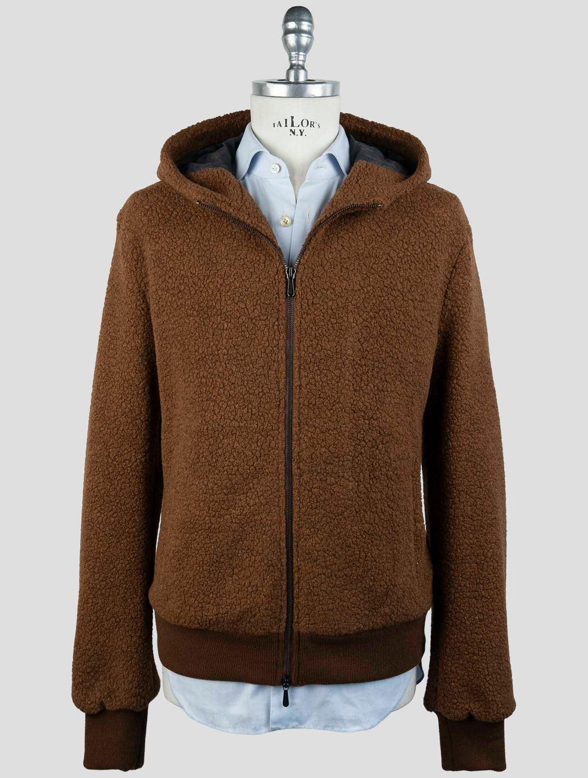 Drumohr Brown Wool Pa Pl Pu Coat 1
