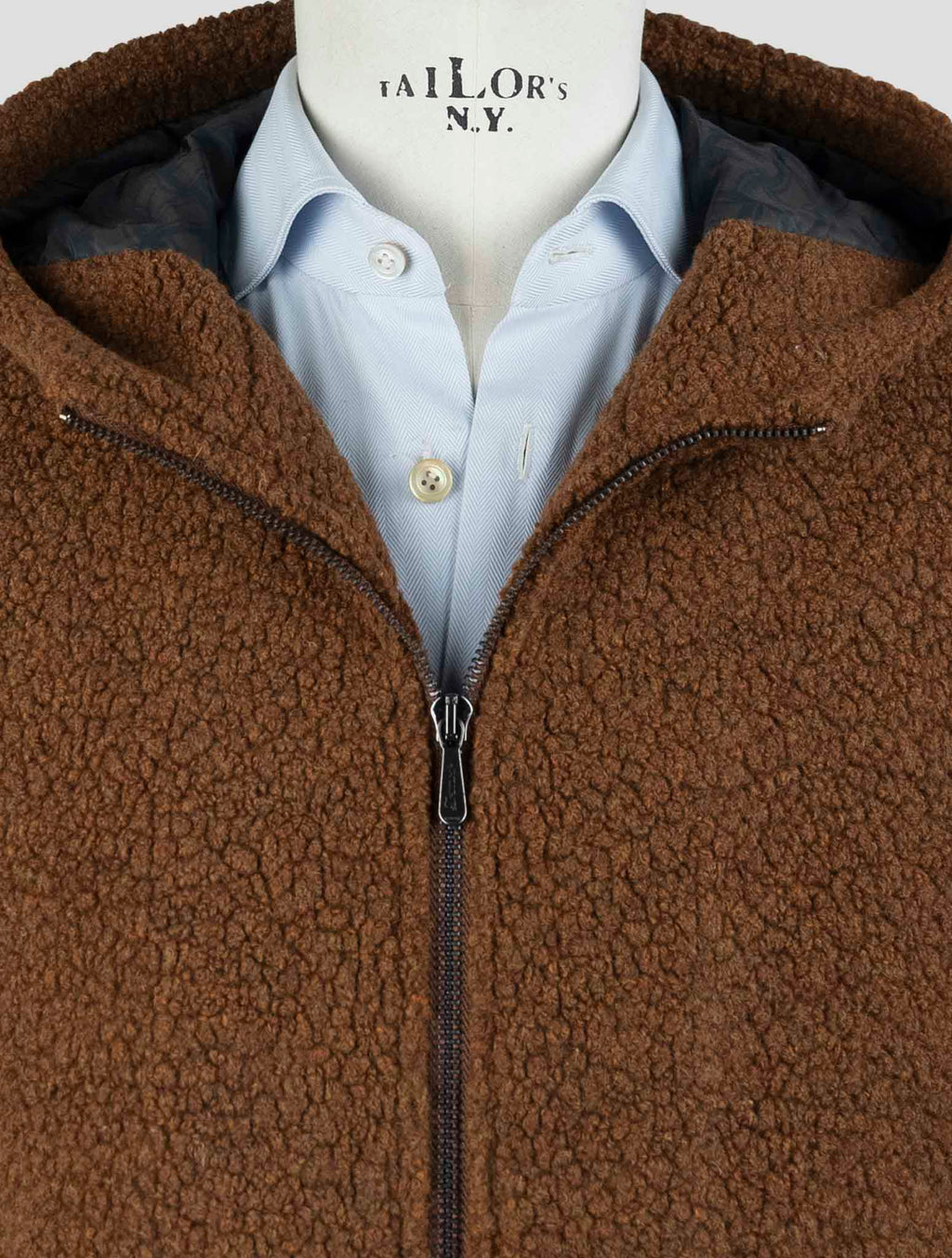 Drumohr Brown Wool Pa Pl Pu Coat 4