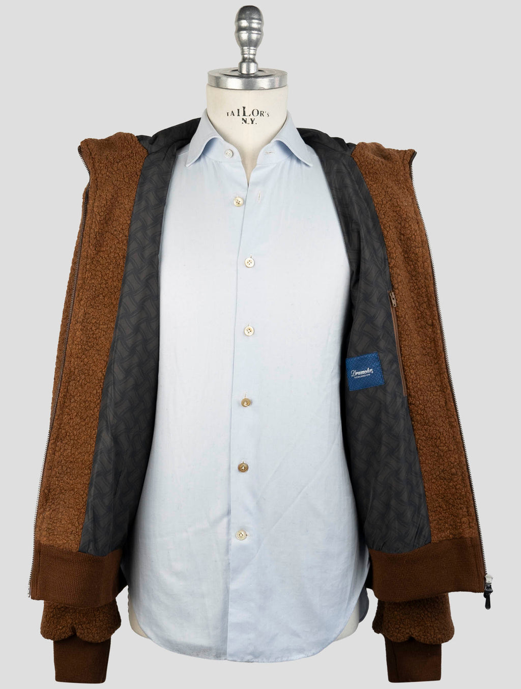 Drumohr Brown Wool Pa Pl Pu Coat 6