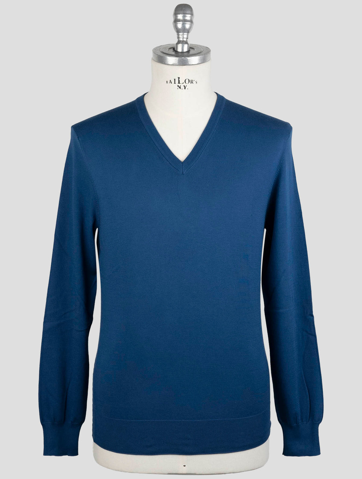 Gran Sasso Blue Cotton Sweater V-Neck 1