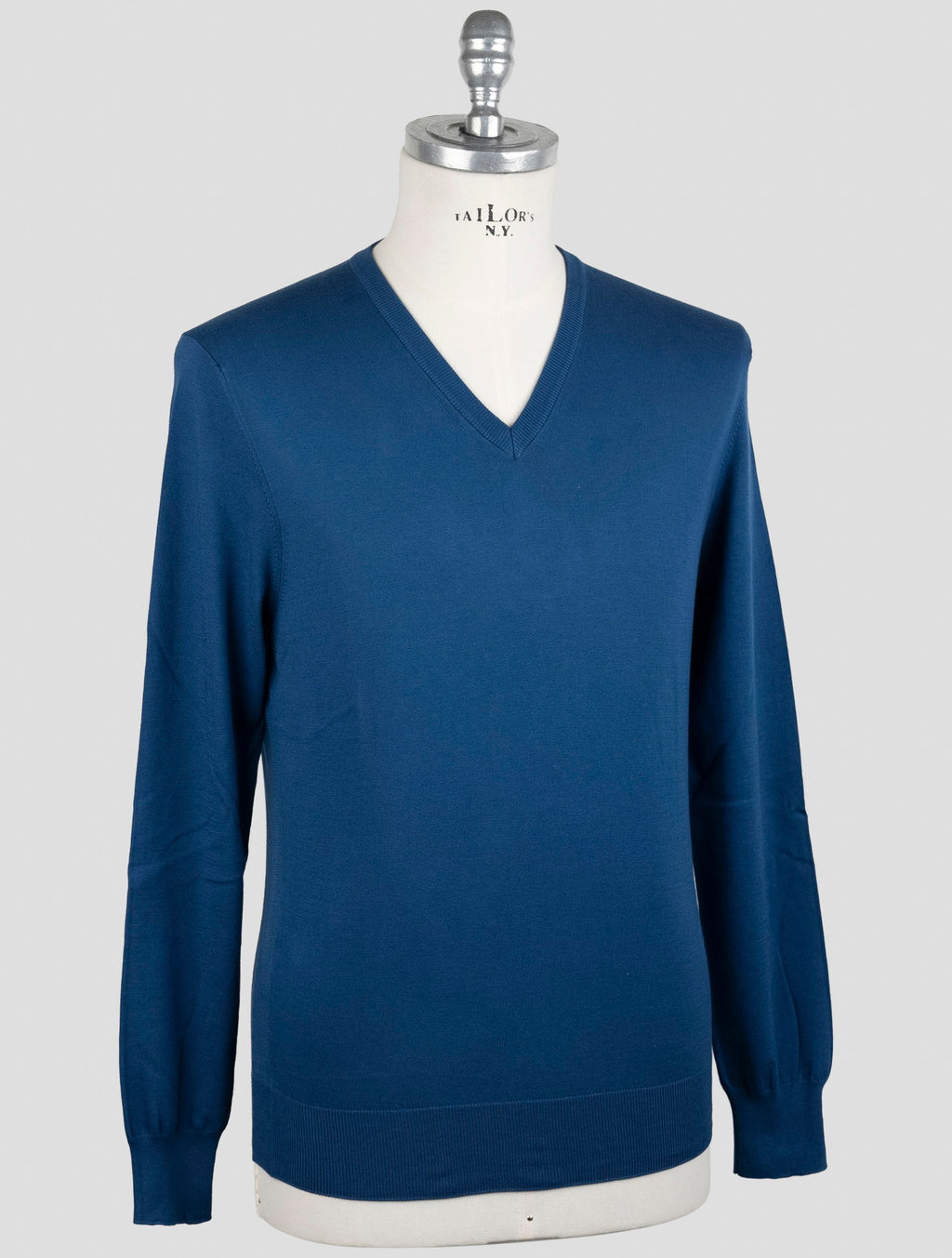 Gran Sasso Blue Cotton Sweater V-Neck 2