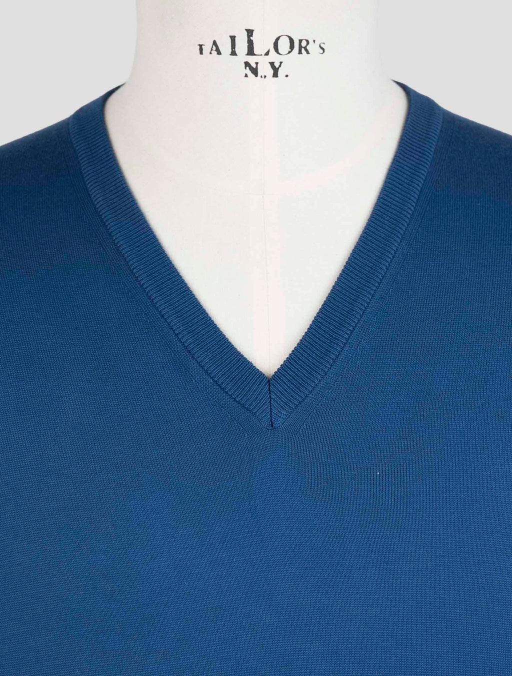 Gran Sasso Blue Cotton Sweater V-Neck 4