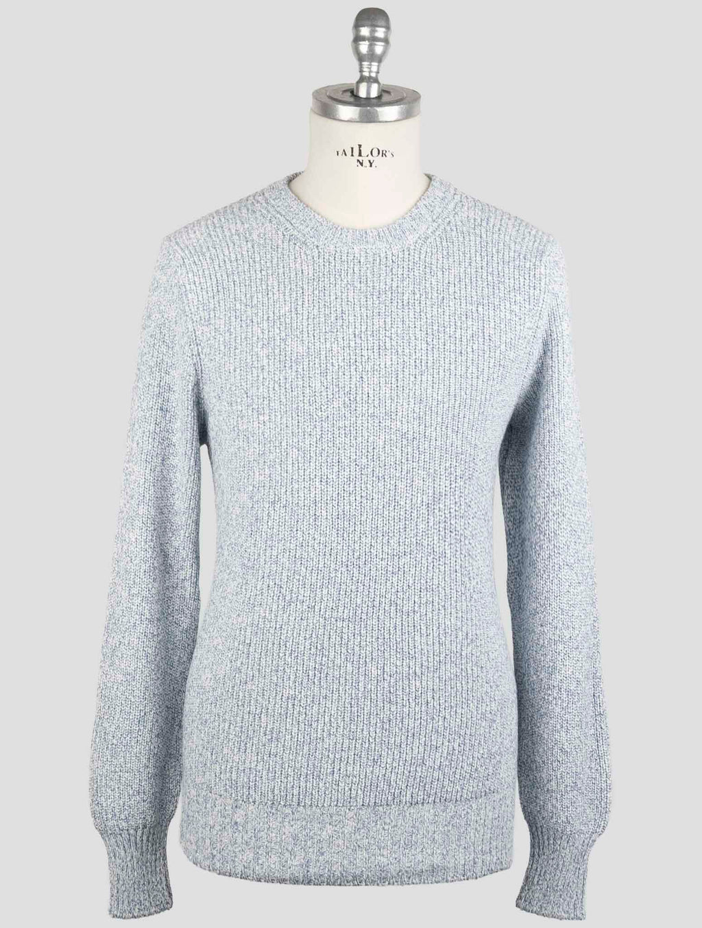 Gran Sasso Blue White Cotton Sweater Crewneck 1