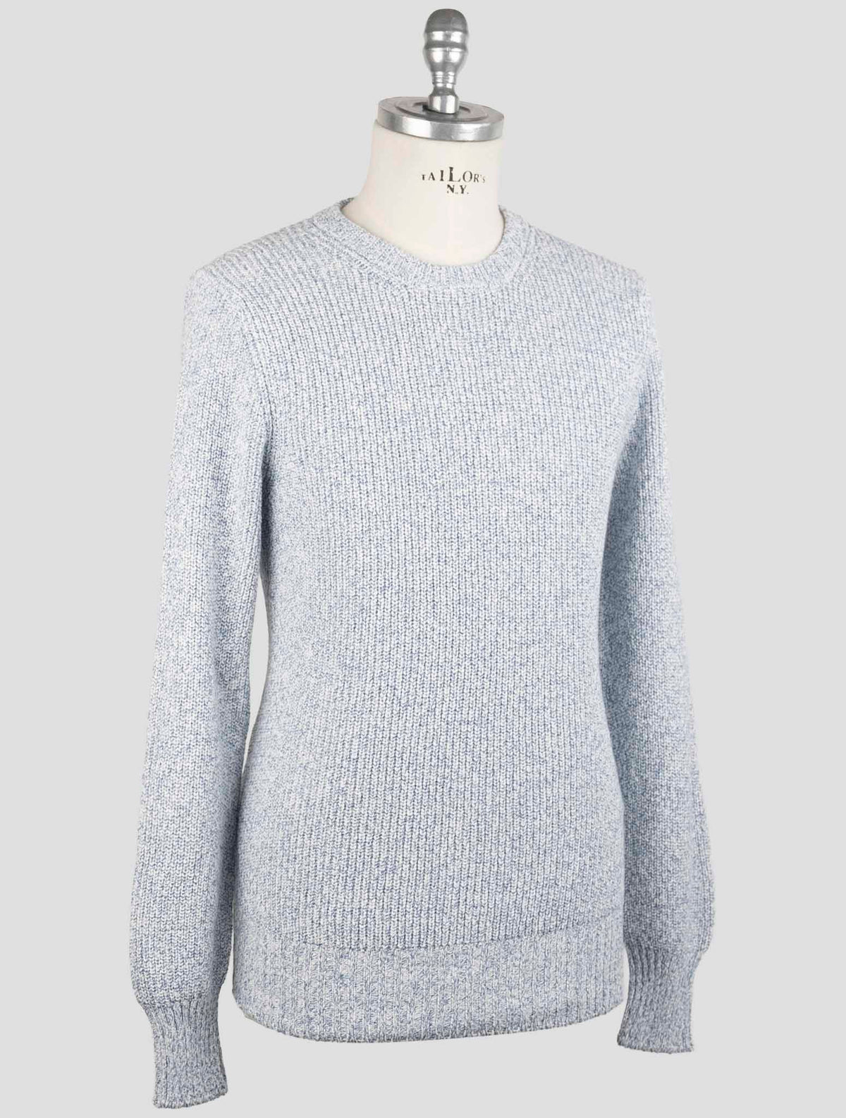Gran Sasso Blue White Cotton Sweater Crewneck 2