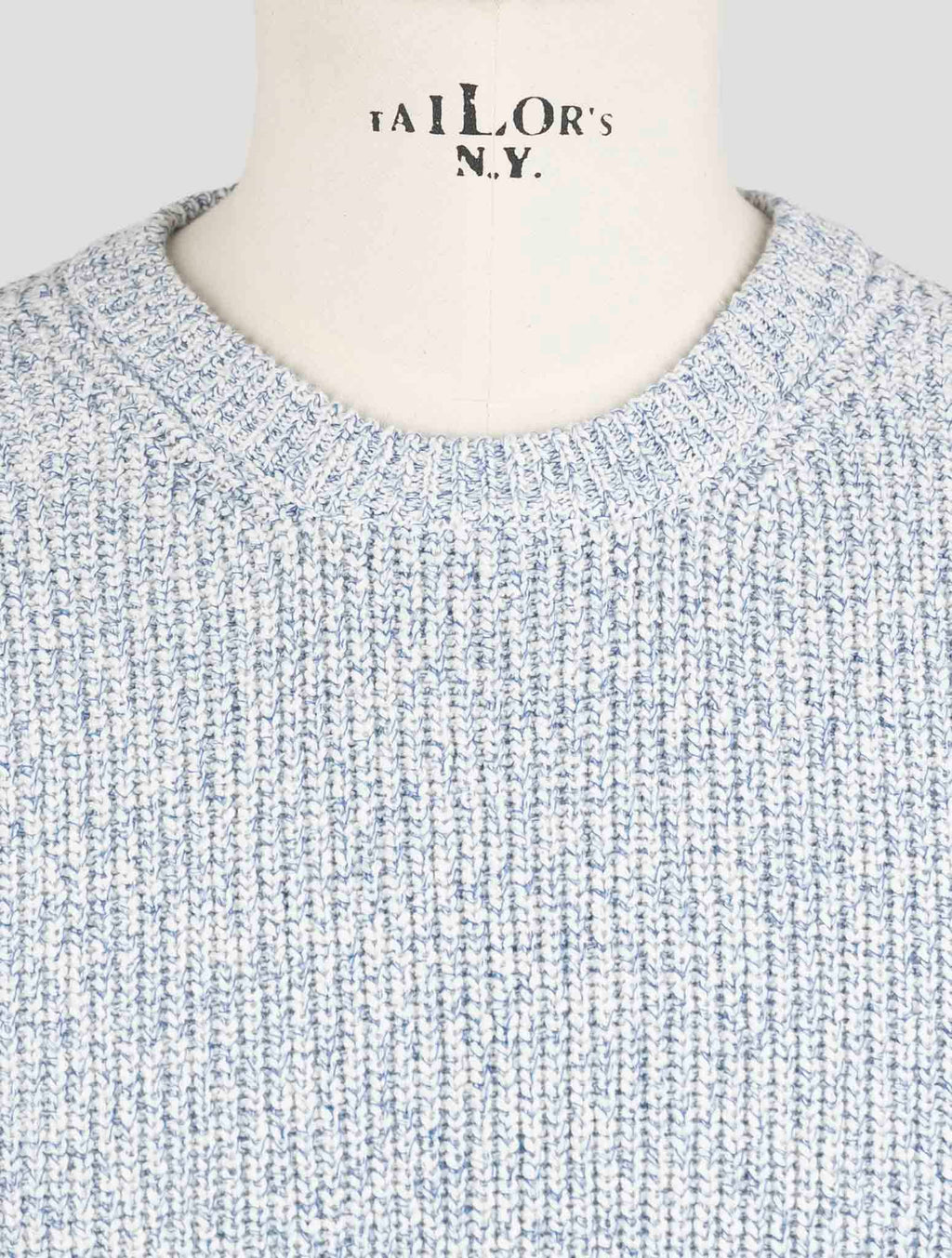 Gran Sasso Blue White Cotton Sweater Crewneck 4