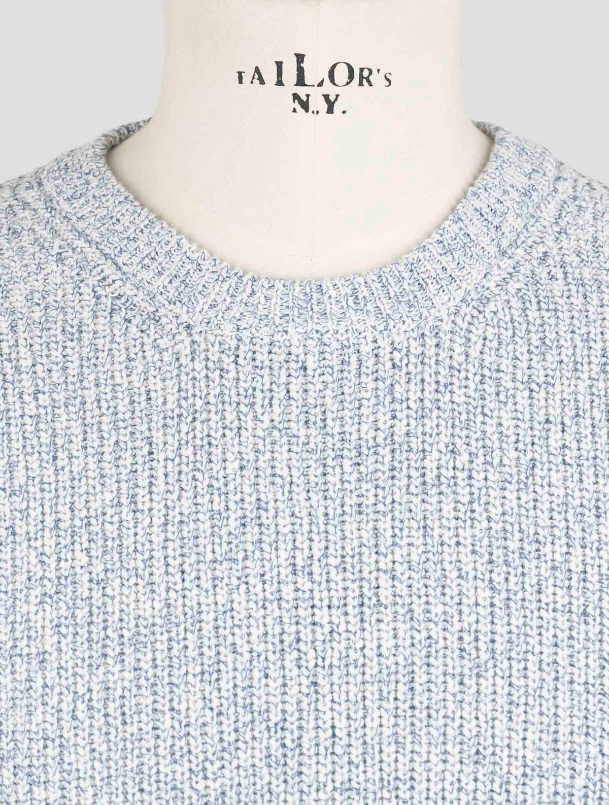 Gran Sasso Blue White Cotton Sweater Crewneck 4