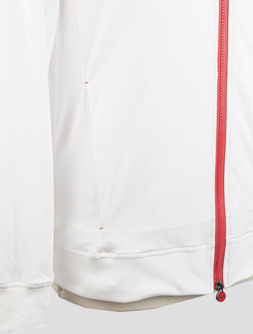 Kiton White Cotton Coat RED STITCH KCY9 5