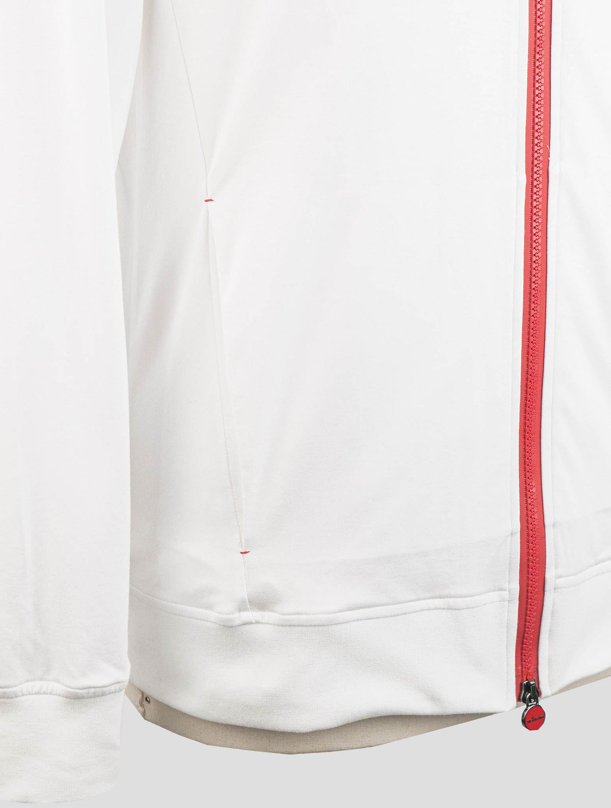Kiton White Cotton Coat RED STITCH KCY9 5