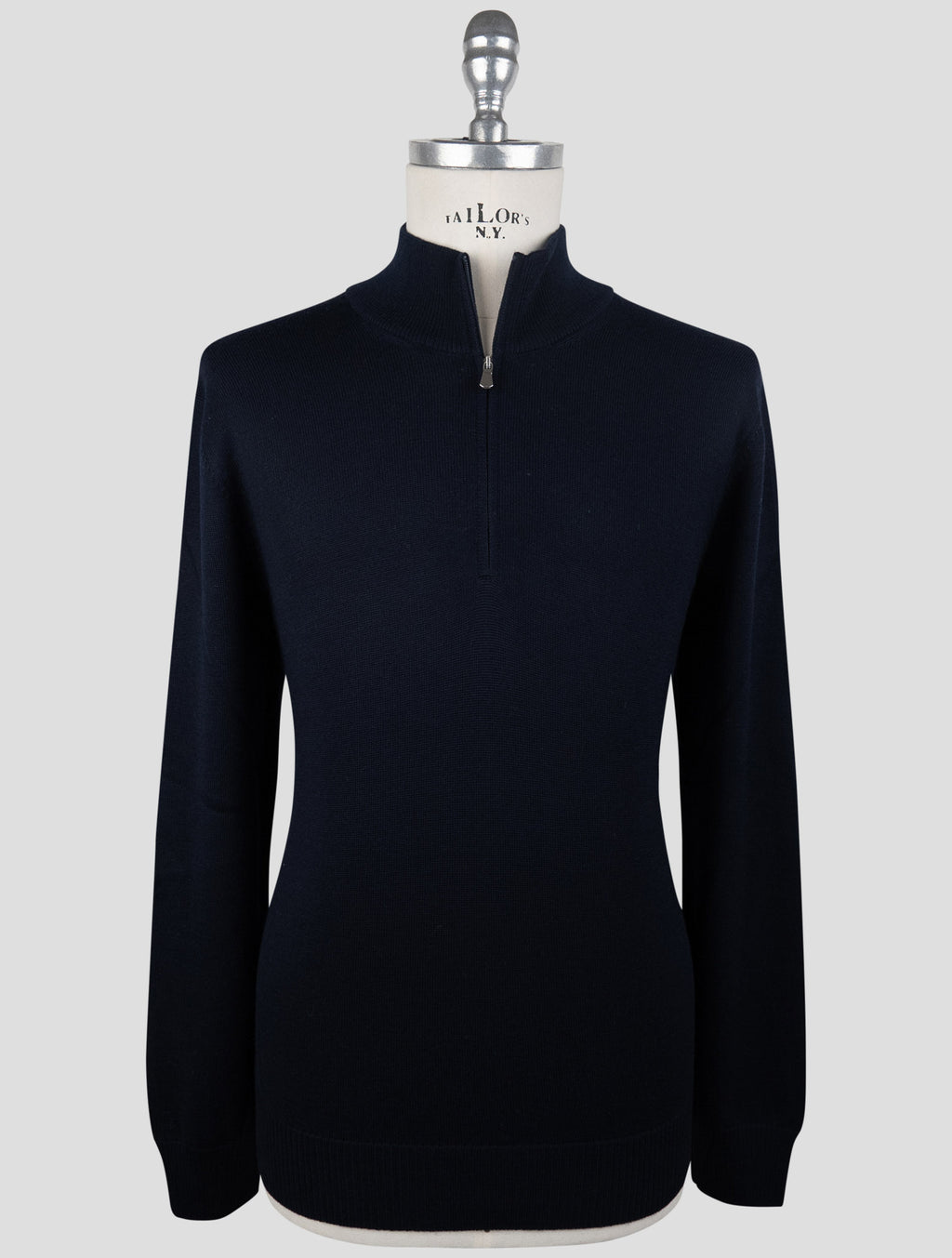 Gran Sasso Blue Navy Virgin Wool Sweater Half Zip 1