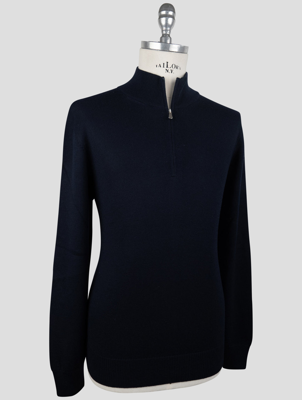 Gran Sasso Blue Navy Virgin Wool Sweater Half Zip 2
