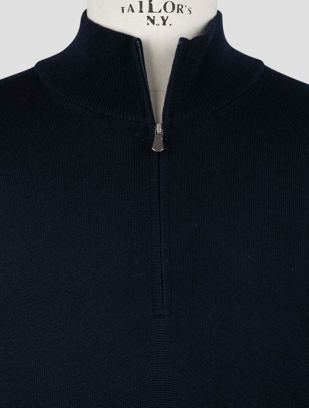 Gran Sasso Blue Navy Virgin Wool Sweater Half Zip 4