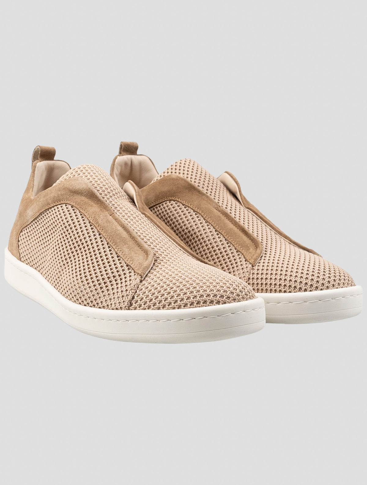 Gran Sasso Beige Leather Suede Sneakers 1