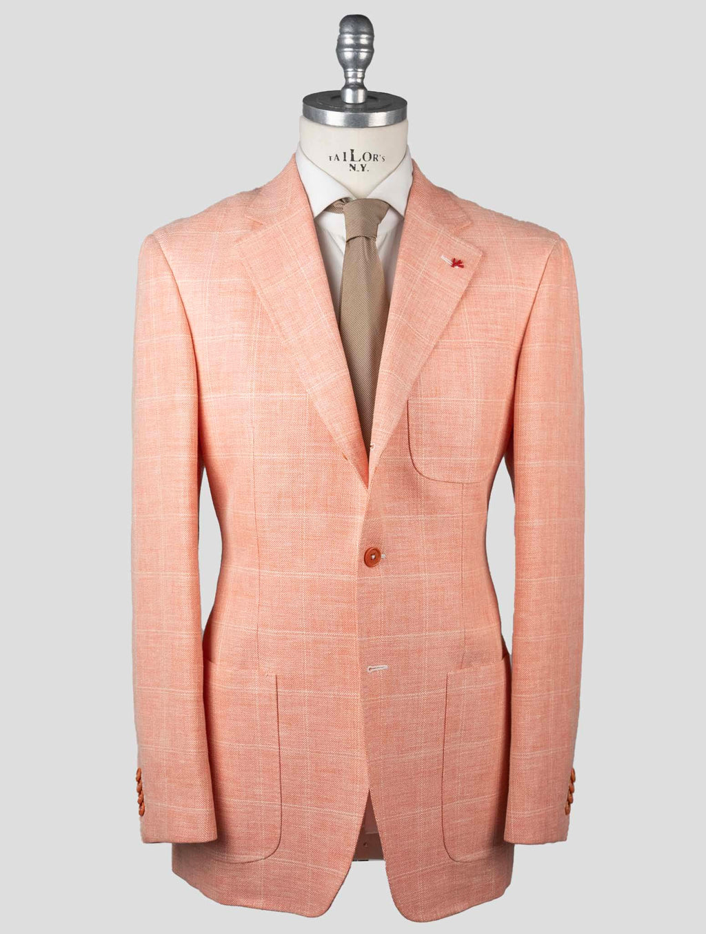 Isaia Orange Linen Wool Silk Blazer 1