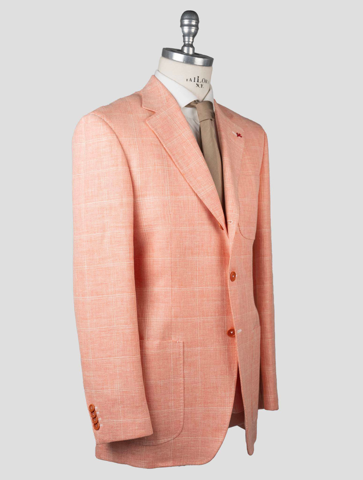 Isaia Orange Linen Wool Silk Blazer 2