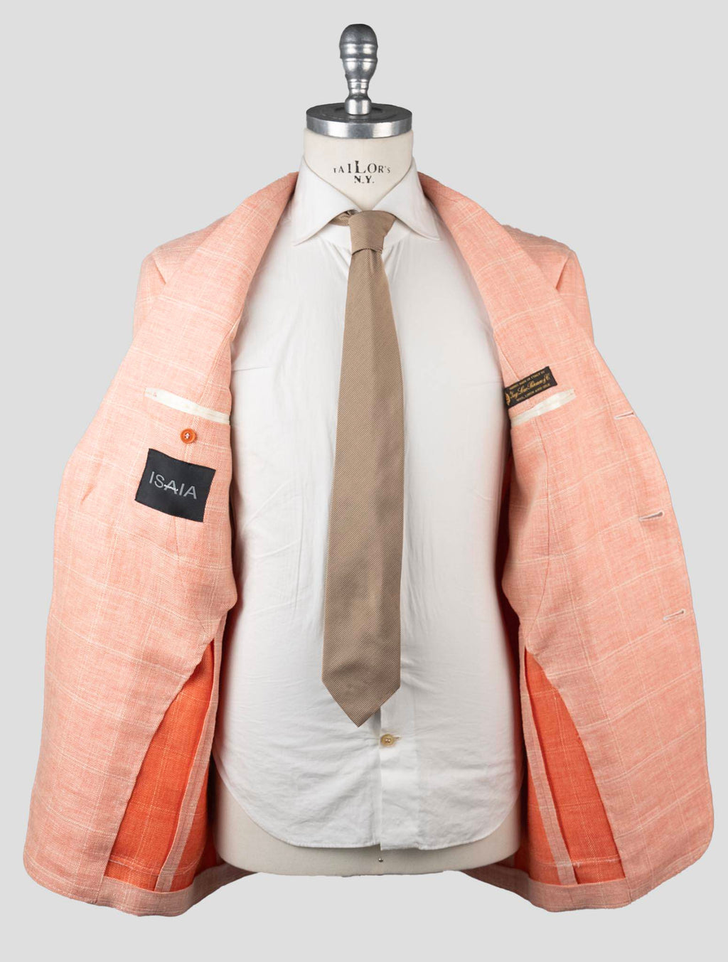 Isaia Orange Linen Wool Silk Blazer 4