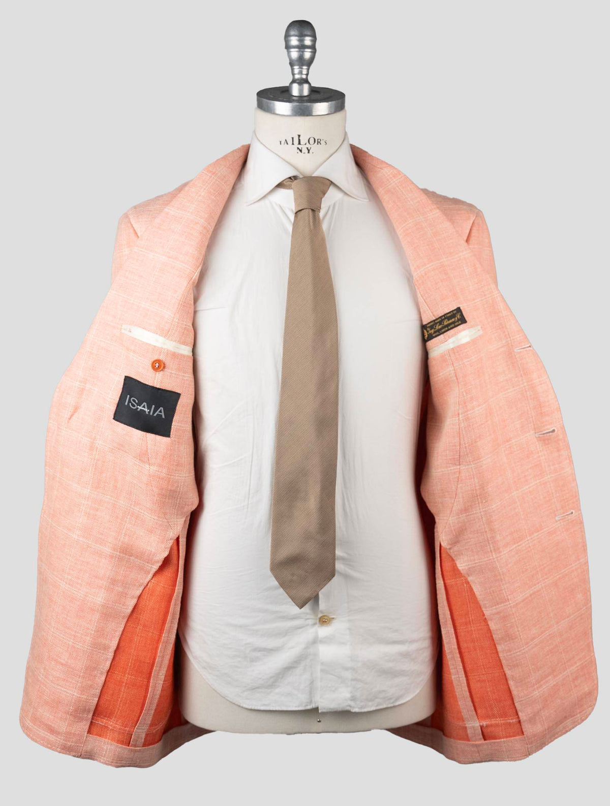 Isaia Orange Linen Wool Silk Blazer 4